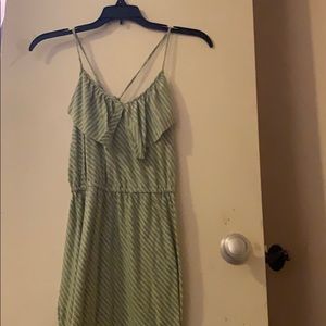 Diagonal stripes green dress